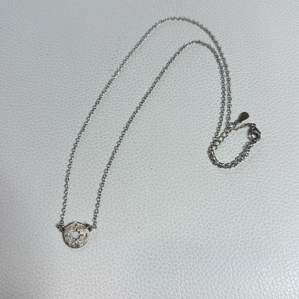Silver compass necklace